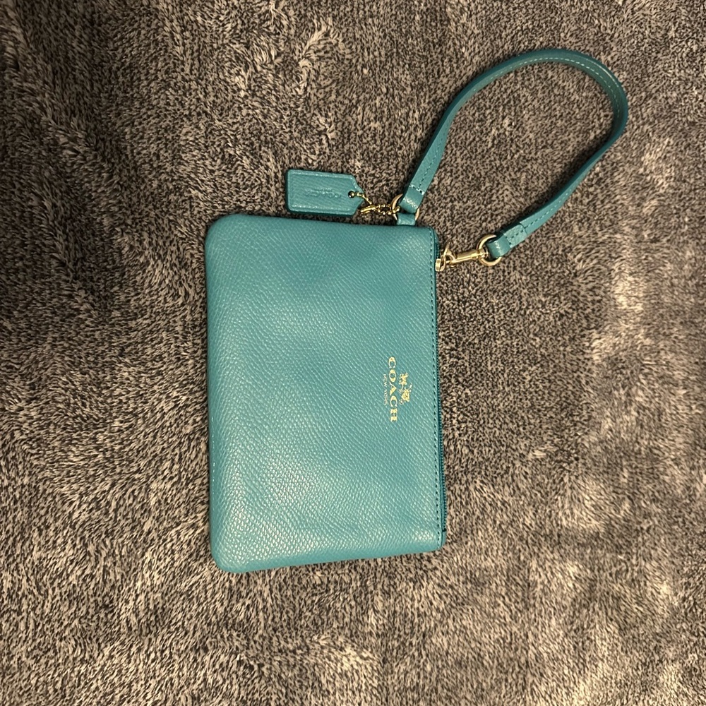 Coach Teal Wristlet Clutch